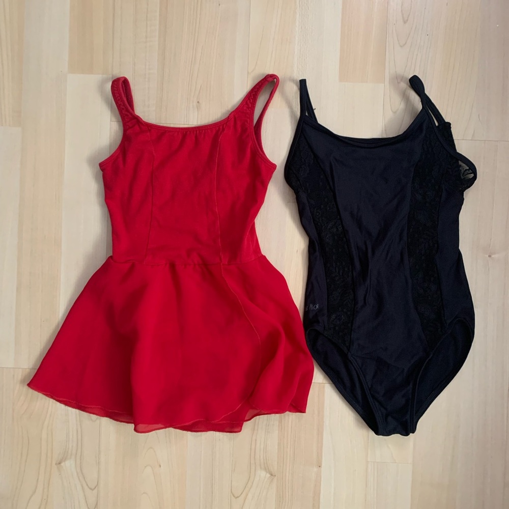 Red & Black Skirted Ballet Dance Leotard Bundle 6-8